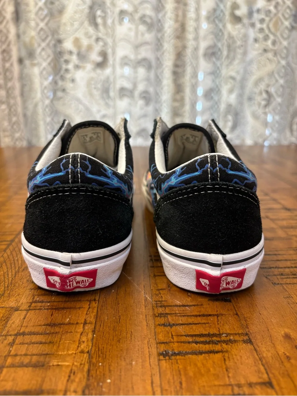 Vans Kids Old Skool “Electric Flame” Black with Neon Lightning - 4.5Y / 6-6.5 W - Picture 6 of 11